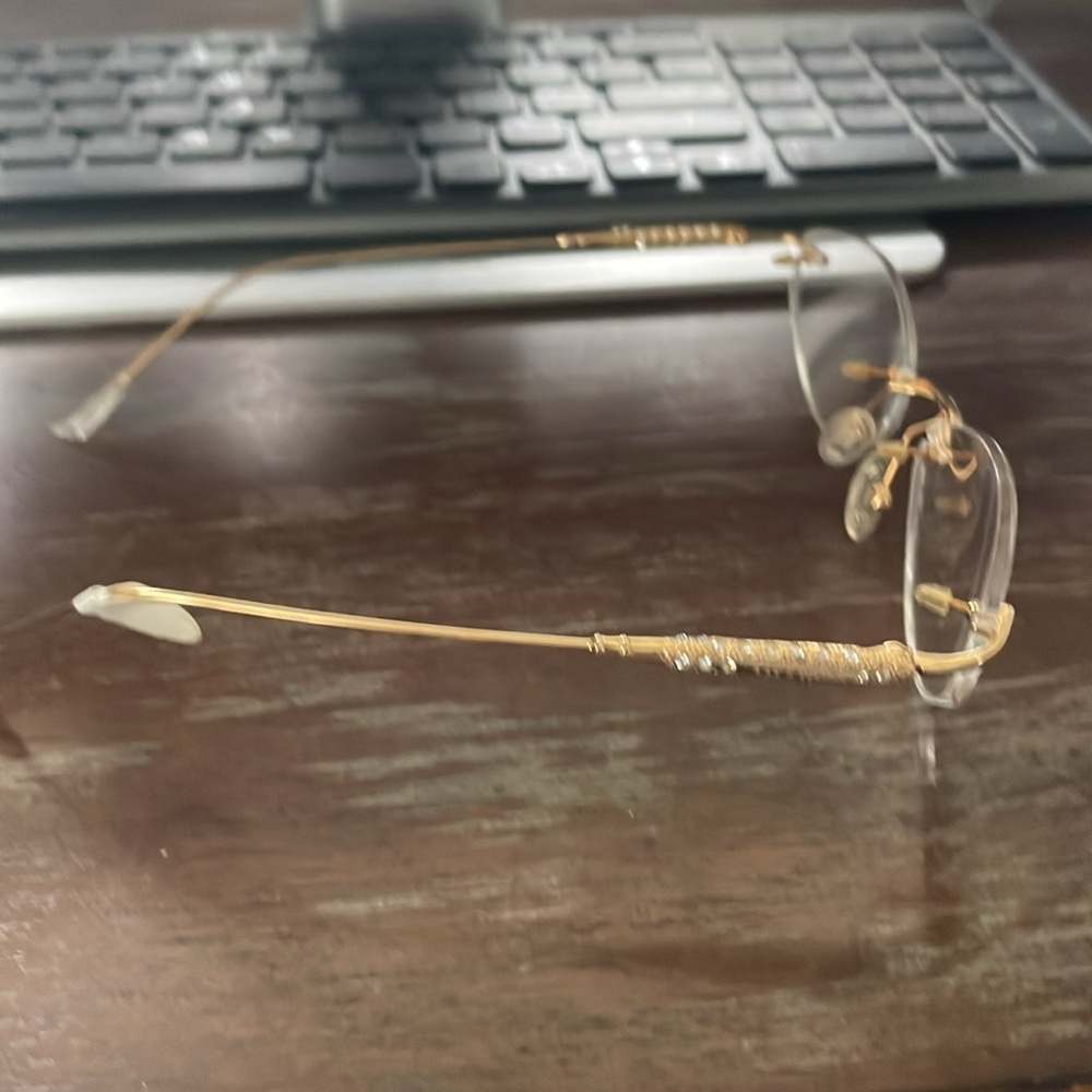 Tiffany Lunettes 23K gold plated T790 C4 gold  52-17 rimless eyeglasses - Picture 12 of 16